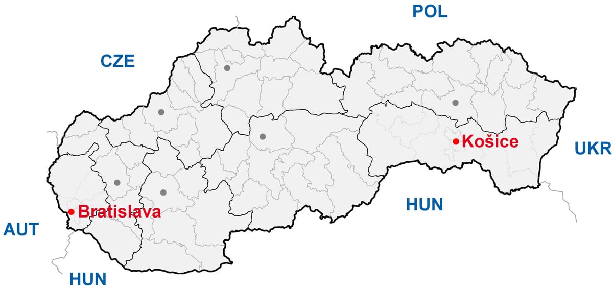মানচিত্র এর kosice, স্লোভাকিয়া