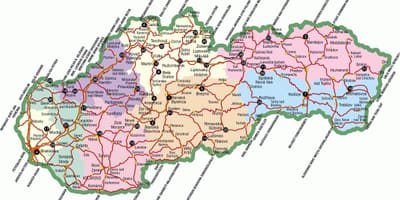 স্লোভাকিয়া-পর্যটন আকর্ষণ মানচিত্র
